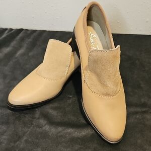 Free People Tan Leather Women's Shoes Loafers Slip On Sz. 37.5